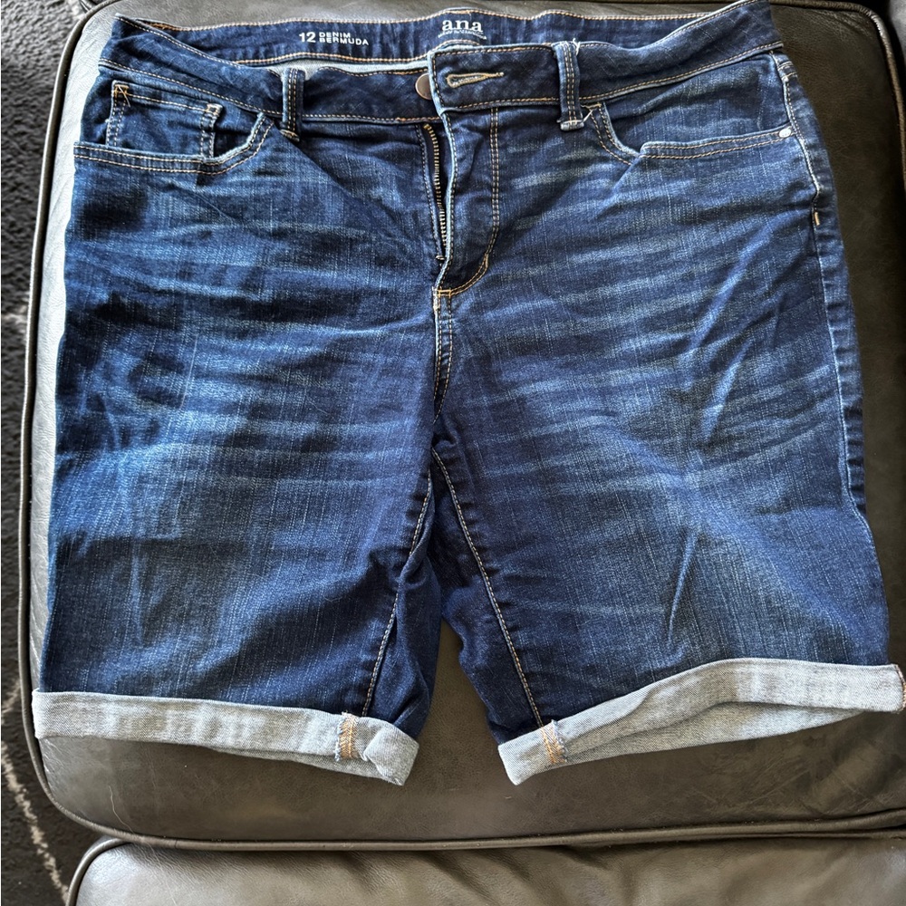a.n.a Dark Blue Denim Bermuda Shorts